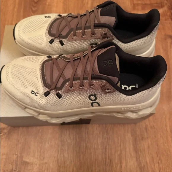 On Running Cream and Brown Cloudtilt Athletic Shoes - Picture 2 of 9